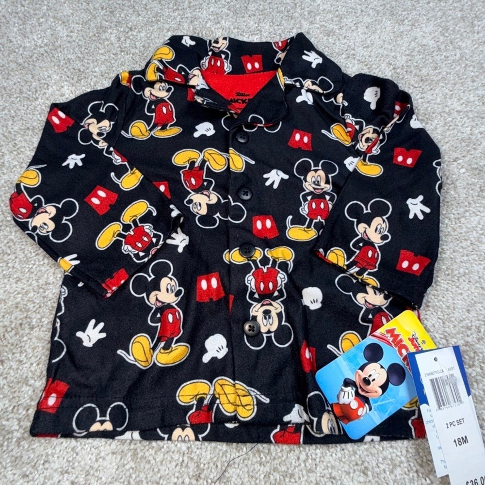 Disney Junior Mickey Mouse Boys 2 Piece Pajama Set Black Red 18M NEW - Picture 2 of 5